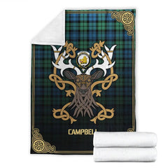 Clan Campbell Ancient 01 Tartan Crest Premium Blanket Celtic Stag Style SO45 Clan Campbell Tartan Today