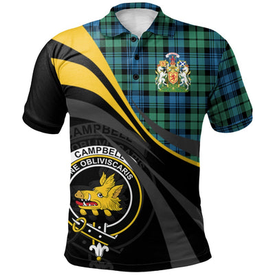 Clan Campbell Ancient 01 Tartan Polo Shirt - Royal Coat Of Arms Style