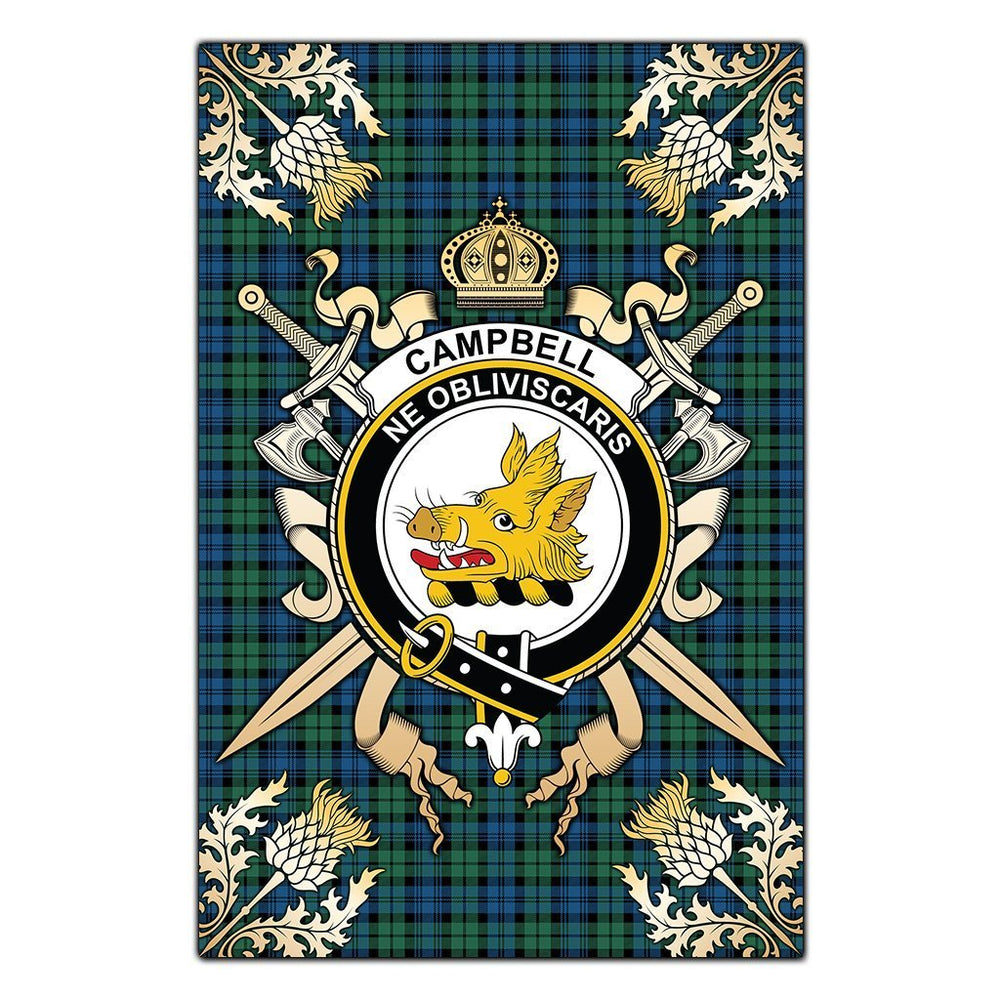 Clan Campbell Ancient 02 Tartan Crest Black Garden Flag - Gold Thistle AI44 Clan Campbell Tartan Today
