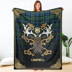 Clan Campbell Ancient 02 Tartan Crest Premium Blanket Celtic Stag Style PS17 Clan Campbell Tartan Today