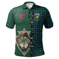 Clan Campbell Ancient 02 Tartan Polo Shirt - Lion Rampant And Celtic Thistle Style OE14 Campbell Ancient 02 Tartan Tartan Polo