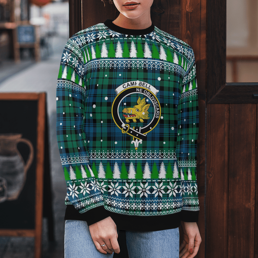 Clan Campbell Ancient Crest Tartan Christmas Ugly Sweater VI59 Campbell Ancient Crest Tartan Tartan Ugly Sweater