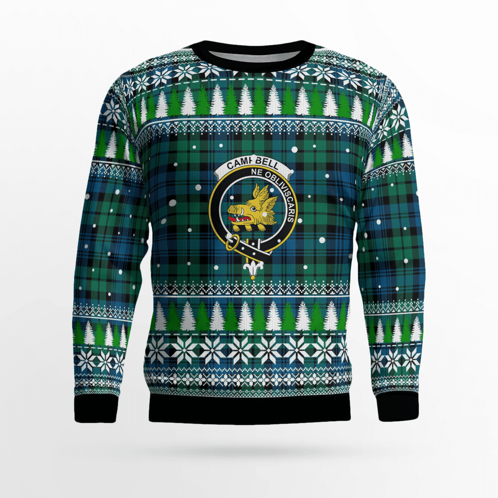 Clan Campbell Ancient Crest Tartan Christmas Ugly Sweater VI59 Campbell Ancient Crest Tartan Tartan Ugly Sweater