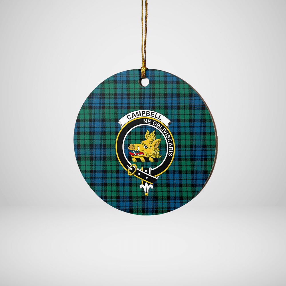Clan Campbell Ancient Tartan Crest Round Ceramic Ornament YG90 Campbell Ancient Tartan Tartan Christmas