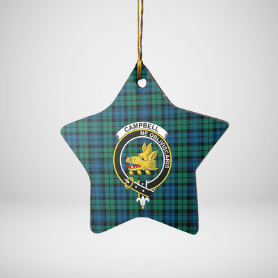 Clan Campbell Ancient Tartan Crest Star Ceramic Ornament