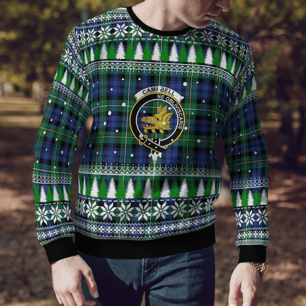 Clan Campbell Argyll Ancient Crest Tartan Christmas Ugly Sweater AF97 Campbell Argyll Ancient Crest Tartan Tartan Ugly Sweater