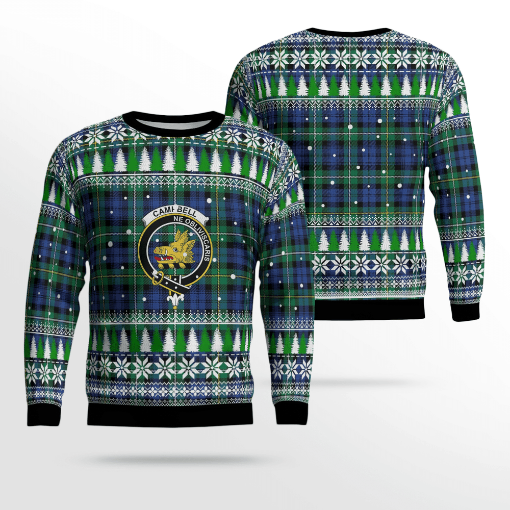 Clan Campbell Argyll Ancient Crest Tartan Christmas Ugly Sweater AF97 Campbell Argyll Ancient Crest Tartan Tartan Ugly Sweater