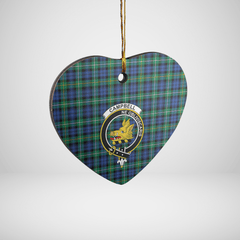 Clan Campbell Argyll Ancient Tartan Crest Heart Ceramic Ornament MC60 Campbell Argyll Ancient Tartan Tartan Christmas