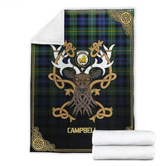 Clan Campbell Argyll Ancient Tartan Crest Premium Blanket Celtic Stag Style ME20 Clan Campbell Tartan Today