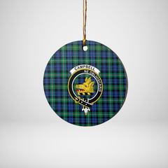 Clan Campbell Argyll Ancient Tartan Crest Round Ceramic Ornament FG53 Campbell Argyll Ancient Tartan Tartan Christmas