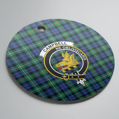 Clan Campbell Argyll Ancient Tartan Crest Round Ceramic Ornament FG53 Campbell Argyll Ancient Tartan Tartan Christmas
