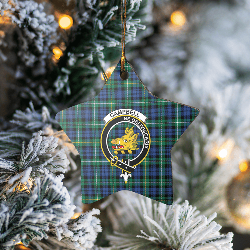 Clan Campbell Argyll Ancient Tartan Crest Star Ceramic Ornament YW68 Campbell Argyll Ancient Tartan Tartan Christmas