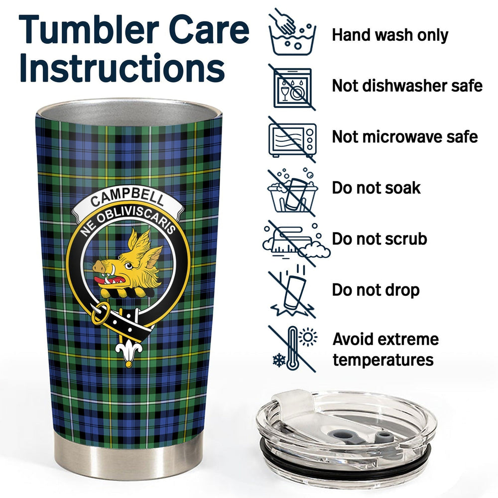 Clan Campbell Argyll Ancient Tartan Crest Tumbler NN24 Clan Campbell Tartan Today
