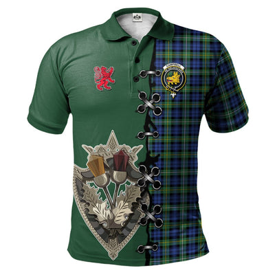 Clan Campbell Argyll Ancient Tartan Polo Shirt - Lion Rampant And Celtic Thistle Style