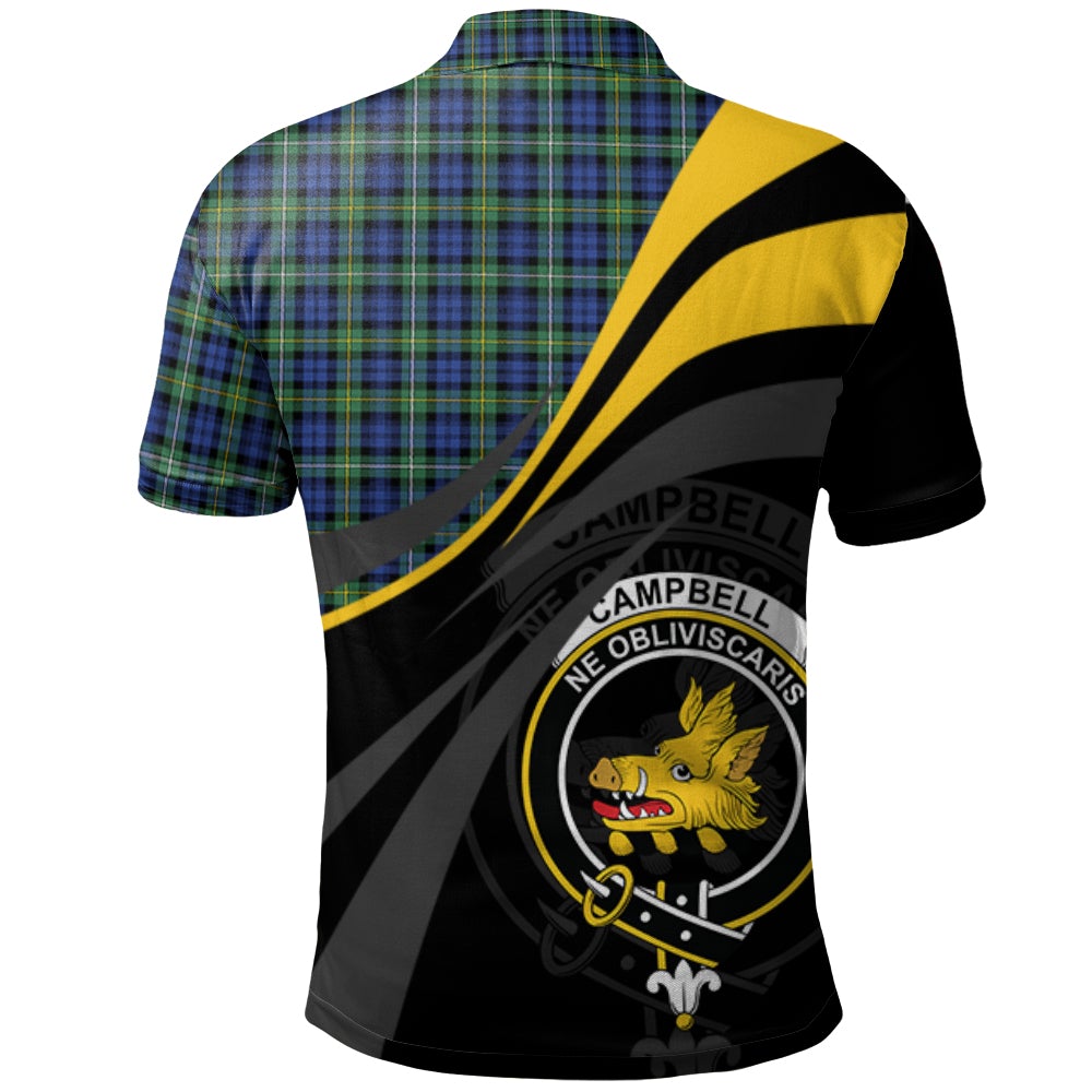 Clan Campbell Argyll Ancient Tartan Polo Shirt - Royal Coat Of Arms Style JB50 Campbell Argyll Ancient Tartan Tartan Polo