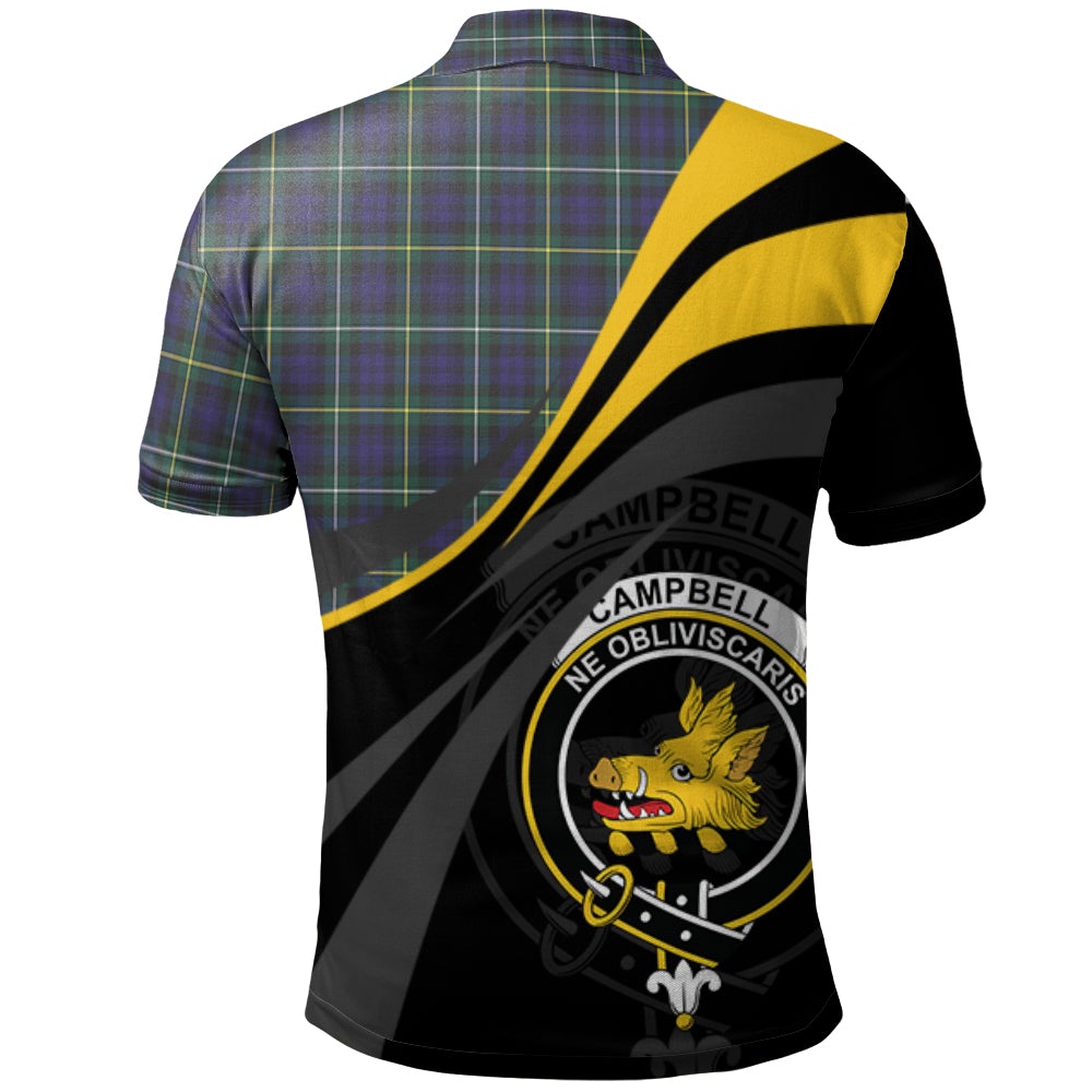 Clan Campbell Argyll Modern Tartan Polo Shirt - Royal Coat Of Arms Style NB92 Campbell Argyll Modern Tartan Tartan Polo
