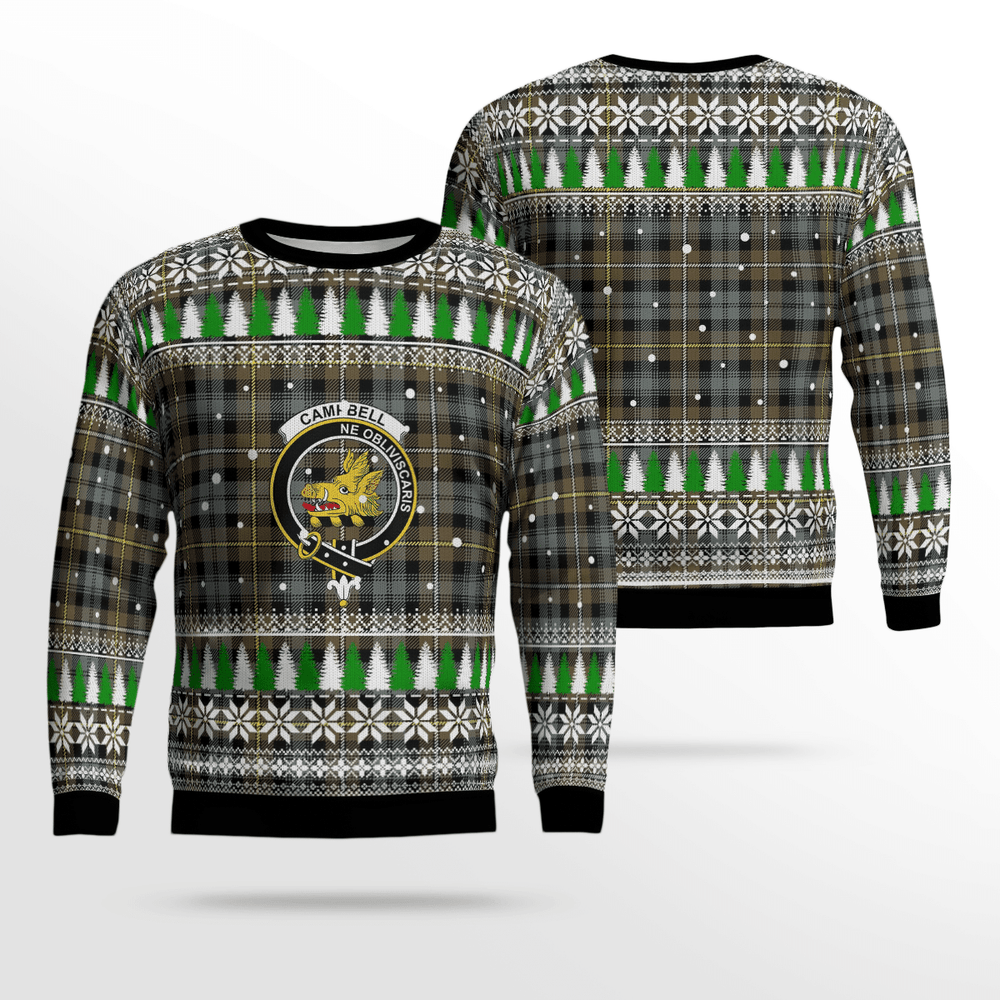 Clan Campbell Argyll Weathered Crest Tartan Christmas Ugly Sweater GO46 Campbell Argyll Weathered Crest Tartan Tartan Ugly Sweater