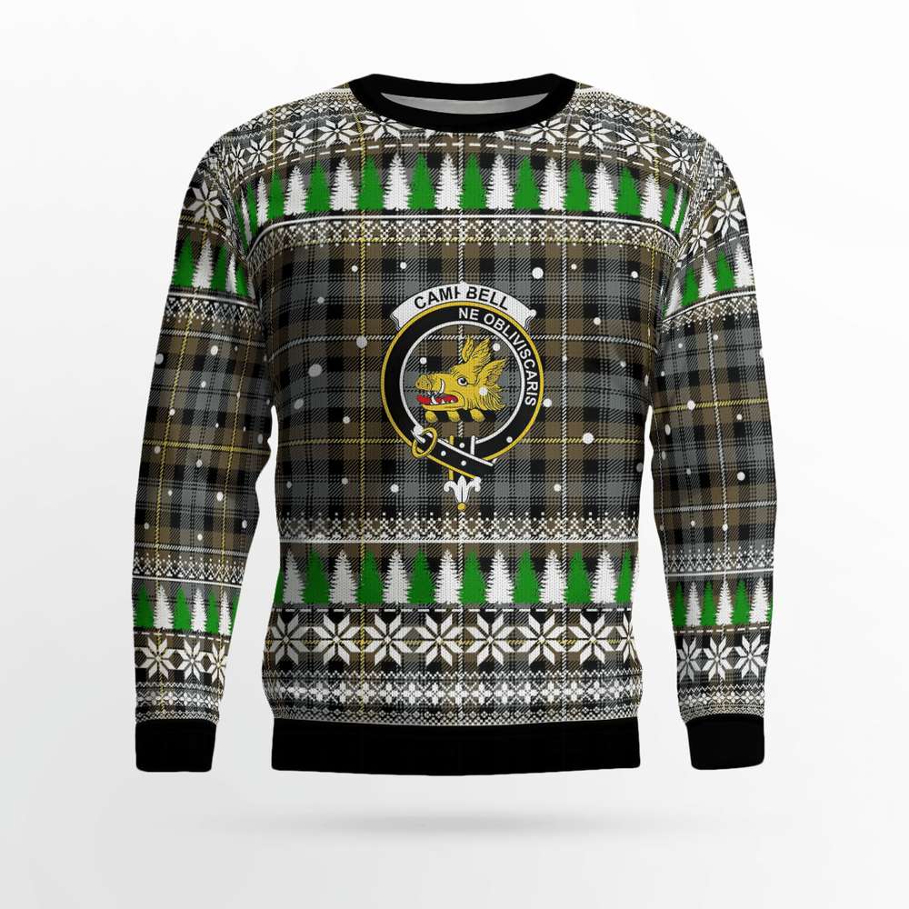 Clan Campbell Argyll Weathered Crest Tartan Christmas Ugly Sweater GO46 Campbell Argyll Weathered Crest Tartan Tartan Ugly Sweater