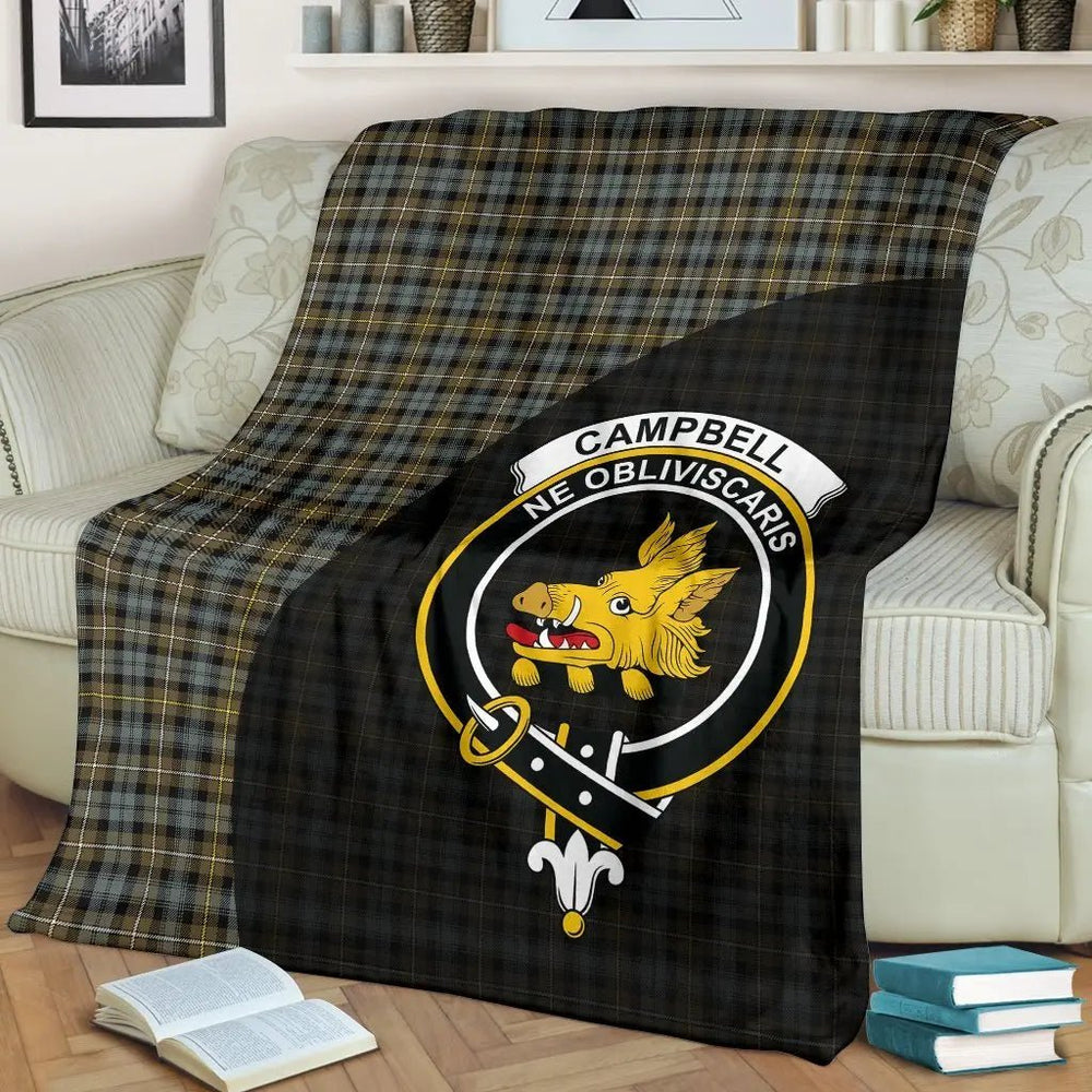 Clan Campbell Argyll Weathered Tartan Crest Blanket Wave Style WW49 Clan Campbell Tartan Today