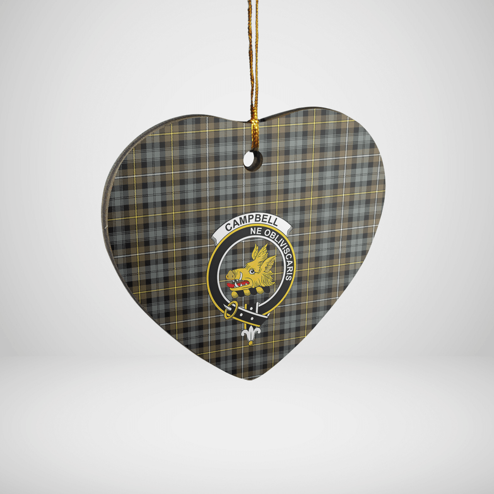 Clan Campbell Argyll Weathered Tartan Crest Heart Ceramic Ornament QN42 Campbell Argyll Weathered Tartan Tartan Christmas