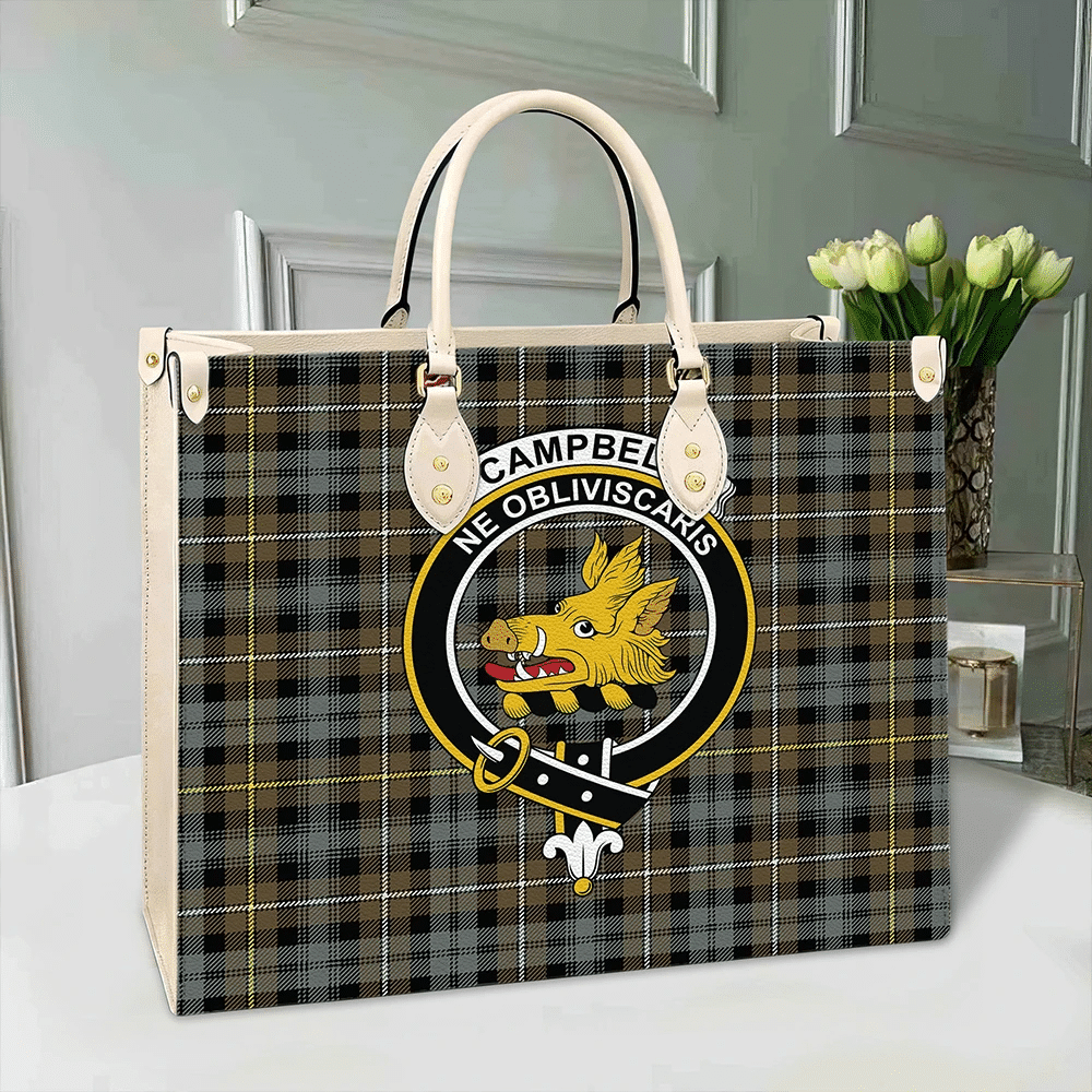 Clan Campbell Argyll Weathered Tartan Crest Leather Bag VI79 Clan Campbell Tartan Today