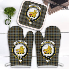 Clan Campbell Argyll Weathered Tartan Crest Oven Mitt And Pot Holder (2 Oven Mitts + 1 Pot Holder) HC48 Clan Campbell Tartan Today