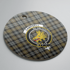 Clan Campbell Argyll Weathered Tartan Crest Round Ceramic Ornament CM62 Campbell Argyll Weathered Tartan Tartan Christmas
