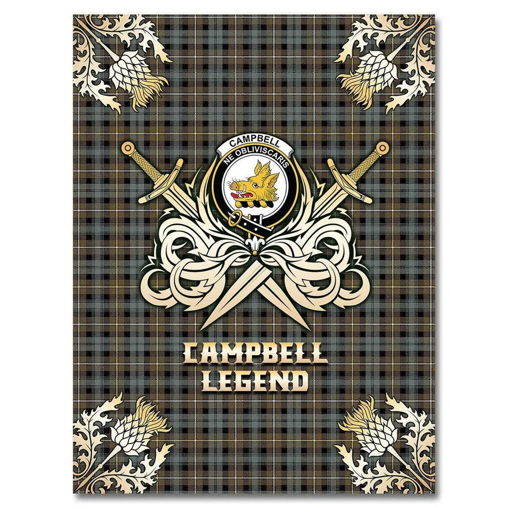 Clan Campbell Argyll Weathered Tartan Gold Courage Symbol Blanket CS89 Clan Campbell Tartan Today