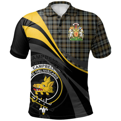 Clan Campbell Argyll Weathered Tartan Polo Shirt - Royal Coat Of Arms Style