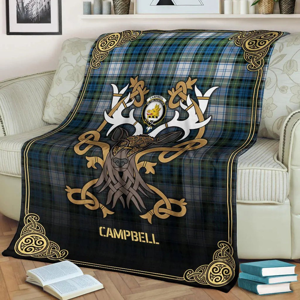 Clan Campbell Dress Ancient Tartan Crest Premium Blanket Celtic Stag Style XU95 Clan Campbell Tartan Today
