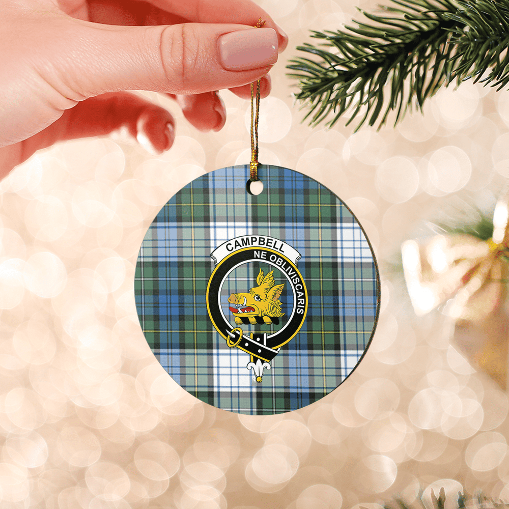 Clan Campbell Dress Ancient Tartan Crest Round Ceramic Ornament SU33 Campbell Dress Ancient Tartan Tartan Christmas