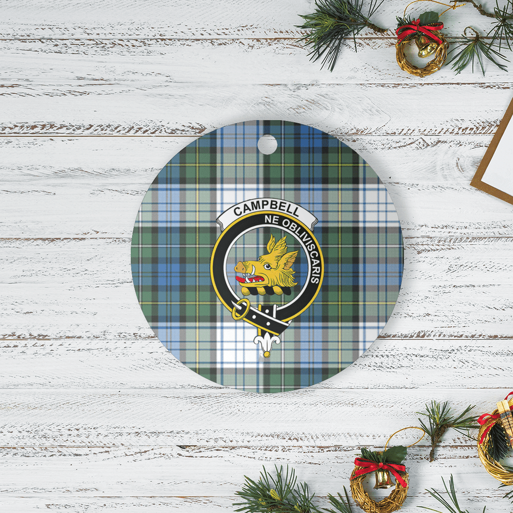 Clan Campbell Dress Ancient Tartan Crest Round Ceramic Ornament SU33 Campbell Dress Ancient Tartan Tartan Christmas