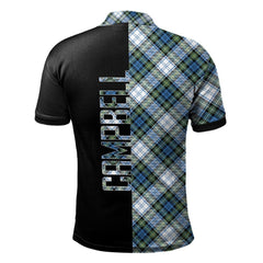 Clan Campbell Dress Ancient Tartan Polo Shirt Half of Me - Cross Style RI60 Campbell Dress Ancient Tartan Tartan Polo