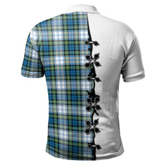 Clan Campbell Dress Ancient Tartan Polo Shirt - Lion Rampant And Celtic Thistle Style JT41 Campbell Dress Ancient Tartan Tartan Polo