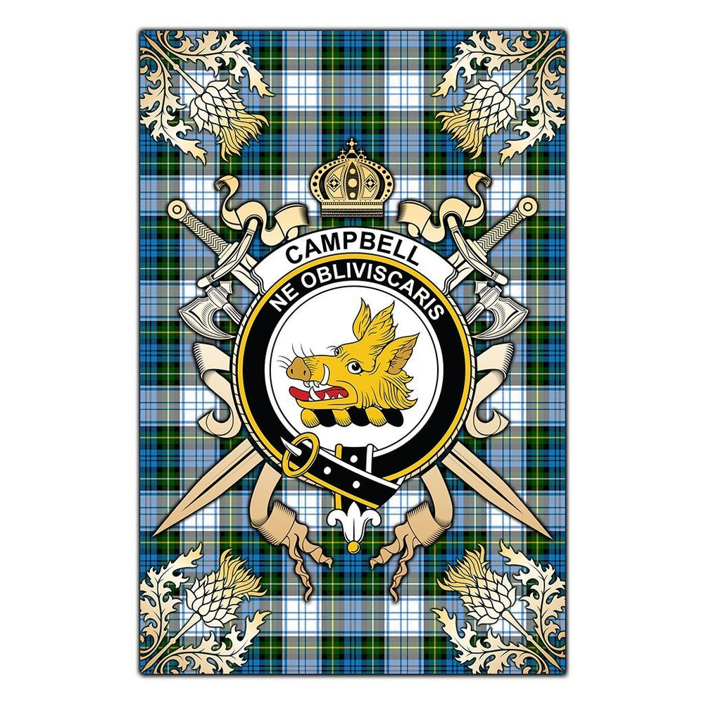 Clan Campbell Dress Tartan Crest Black Garden Flag - Gold Thistle TK45 Clan Campbell Tartan Today
