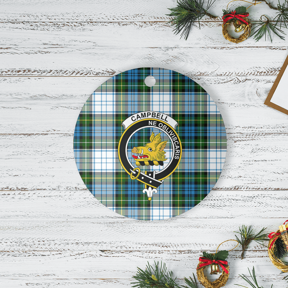 Clan Campbell Dress Tartan Crest Round Ceramic Ornament AB78 Campbell Dress Tartan Tartan Christmas