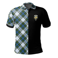 Clan Campbell Dress Tartan Polo Shirt Half of Me - Cross Style CO93 Campbell Dress Tartan Tartan Polo