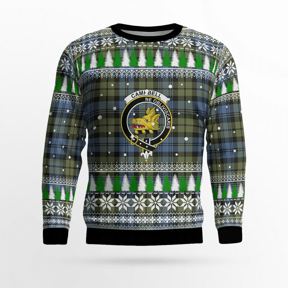 Clan Campbell Faded Crest Tartan Christmas Ugly Sweater AG20 Campbell Faded Crest Tartan Tartan Ugly Sweater