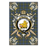 Clan Campbell Faded Tartan Crest Black Garden Flag - Gold Thistle NT12 Clan Campbell Tartan Today