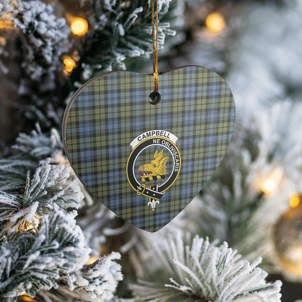 Clan Campbell Faded Tartan Crest Heart Ceramic Ornament BR81 Campbell Faded Tartan Tartan Christmas