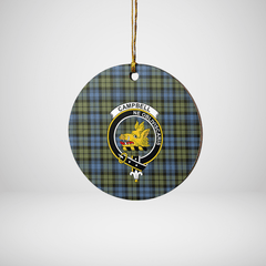 Clan Campbell Faded Tartan Crest Round Ceramic Ornament GQ26 Campbell Faded Tartan Tartan Christmas