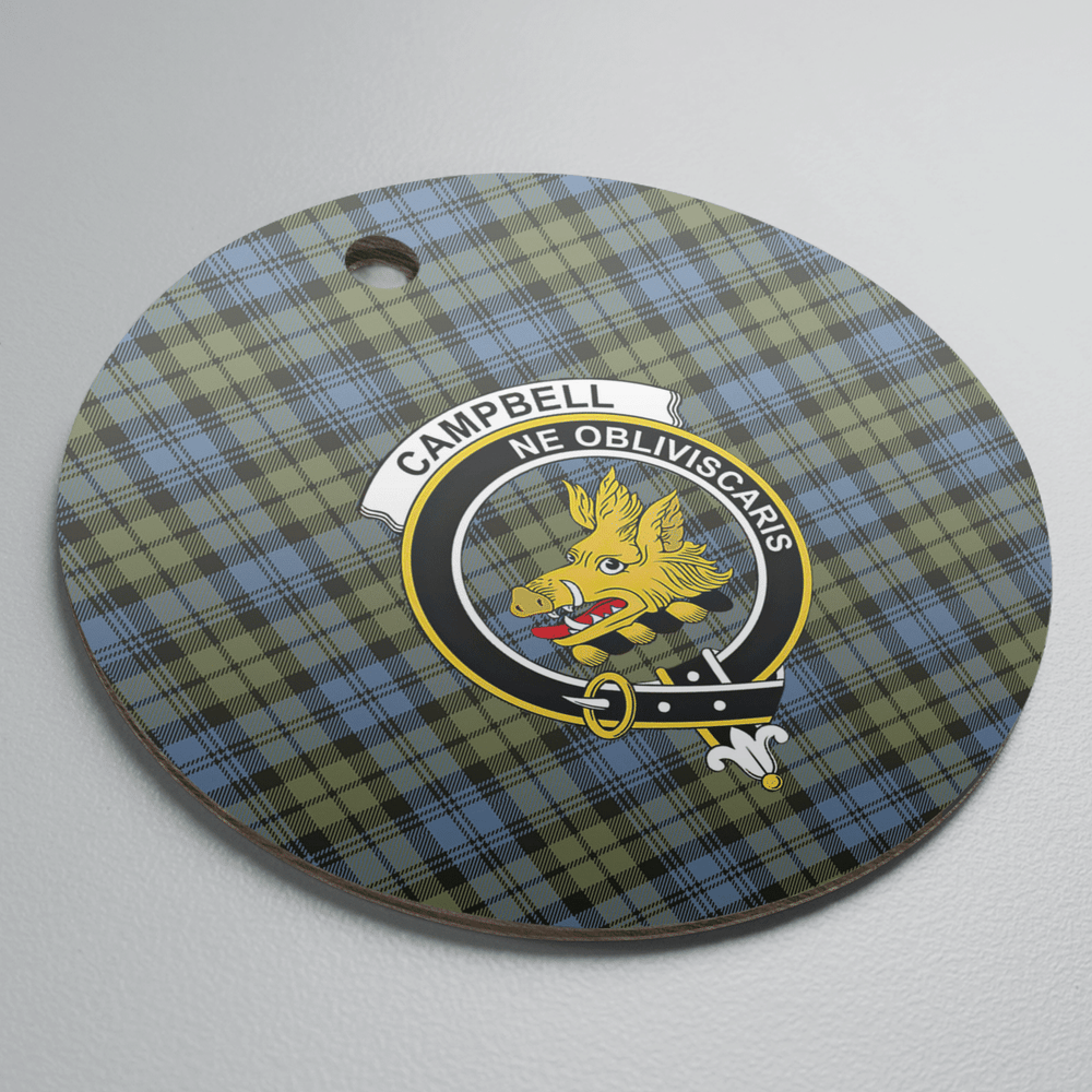 Clan Campbell Faded Tartan Crest Round Ceramic Ornament GQ26 Campbell Faded Tartan Tartan Christmas