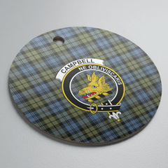 Clan Campbell Faded Tartan Crest Round Ceramic Ornament GQ26 Campbell Faded Tartan Tartan Christmas
