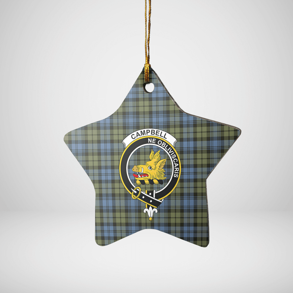 Clan Campbell Faded Tartan Crest Star Ceramic Ornament PE31 Campbell Faded Tartan Tartan Christmas