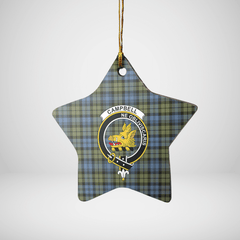 Clan Campbell Faded Tartan Crest Star Ceramic Ornament PE31 Campbell Faded Tartan Tartan Christmas