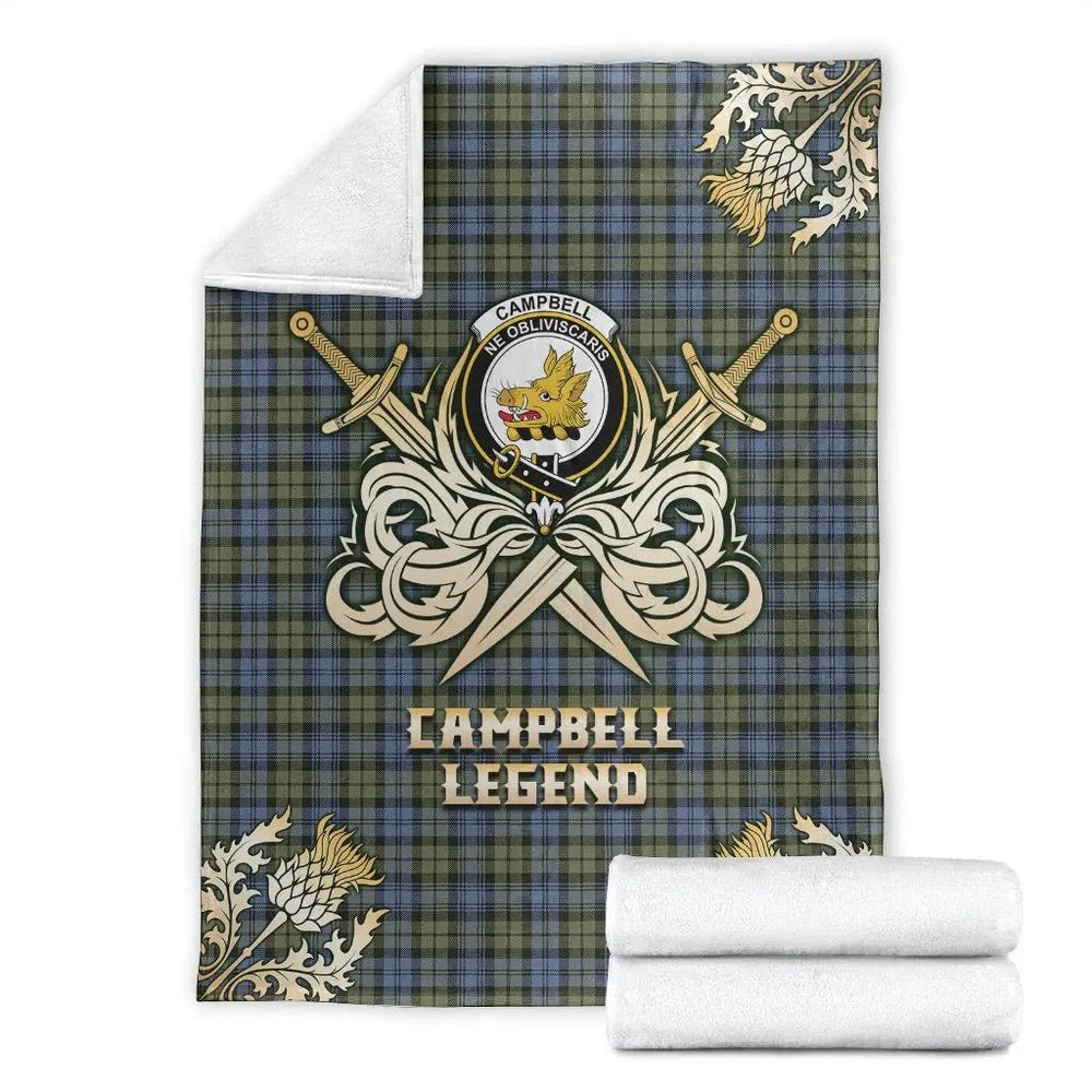 Clan Campbell Faded Tartan Gold Courage Symbol Blanket SK14 Clan Campbell Tartan Today