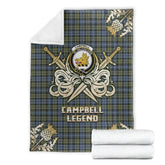 Clan Campbell Faded Tartan Gold Courage Symbol Blanket SK14 Clan Campbell Tartan Today
