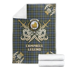 Clan Campbell Faded Tartan Gold Courage Symbol Blanket SK14 Clan Campbell Tartan Today