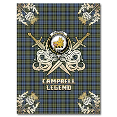 Clan Campbell Faded Tartan Gold Courage Symbol Blanket SK14 Clan Campbell Tartan Today
