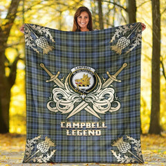 Clan Campbell Faded Tartan Gold Courage Symbol Blanket SK14 Clan Campbell Tartan Today
